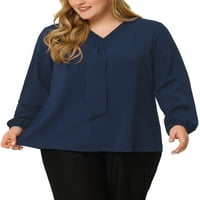 Jedinstvene ponude ženske plus veličine casual v vrat dugi rukavi šifonska bluza
