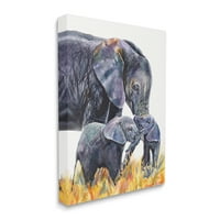 Obitelj slona Stupell Industries u visokoj žutoj travi safari životinje platno zidna umjetnost, 30, dizajn George