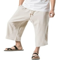 Muške Harem hlače u Boho stilu ljetne hlače za plažu ležerna odjeća svečane široke ošišane hlače s džepovima