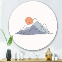 DesignArt 'Sažetak crvenog mjeseca s Mountainscape -om' Moderni krug metalni zid - disk od 29