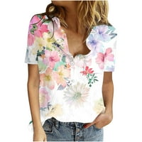 Lanene košulje za žene, bluze širokog kroja, majice kratkih rukava, puloveri običnog kroja, majice s cvjetnim
