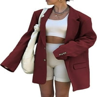 Ženski jednobojni casual sako Plus Size S reverima i džepovima od $ 2 inča