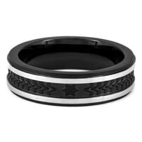 Obalni nakit od nehrđajućeg čelika Crni i brušeni teksturirani prsten