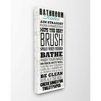 Stupell IndustriesBathroom Pravila tipografija Visoka bijela kupaonica platno zidna umjetnost Jim Baldwin