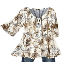 Ženska majica s cvjetnim printom šifonski vrhovi bluza od tunike kratkih rukava lagana majica za plažu u stilu;