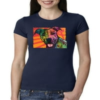Slatka nasmijana neonska majica za ljubitelje pasa Pit Bull Ženska majica od bokobrana, Mornarsko plava, bokobran