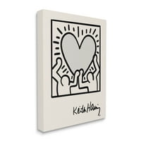 Stupell Industries Suvremeni ljudi Izdvajaju simbol srca Keith Haring Canvas Wall Art, 30, Dizajn Ros Ruseva