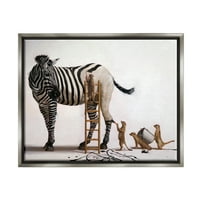 Stupell Industries Meerkats Slikanje zebre pruge Životinje i insekti Slikanje sivog plutara uokvirenog umjetničkog