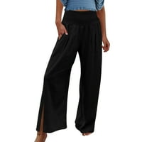 Ženske Ležerne hlače udobne s visokim strukom, široke hlače s printom, Ženske hlače s elastičnim pojasom, široke