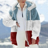 Zimski kaputi u boji za žene jakna od flisa s patentnim zatvaračem lepršava majica s kapuljačom topla gornja odjeća