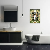 Natopite kupaonicu cvjetni znak Botanička i cvjetna grafička umjetnost crno uokvirena umjetnička print zidna umjetnost