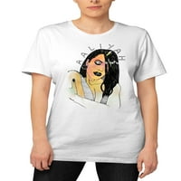 Aaliyah Juniori crno -bijela skica grafička majica s kratkim rukavima