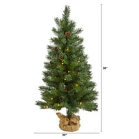 Gotovo prirodno 3 'prelitno jelsko umjetničko božićno drvce s LED svjetlima