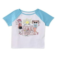 Djeca iz Ganimals Girls Graphic Raglan, Ringer i prugaste majice, 3-pak, veličine 4-10