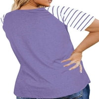 Chama Womens Plus Veličina Osnovne tunične bluze prugaste majice Raglan Tee Kratki rukavi Ljetni vrhovi