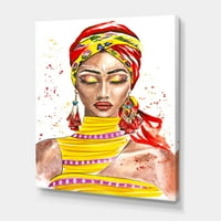 DesignArt 'Egzotični šareni portret Afro American Woman' tradicionalni platneni zidni umjetnički tisak