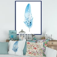 Dizajnerska umjetnost apstraktno plavo perje u boho stilu, Boemski i eklektični uokvireni zidni otisak na platnu