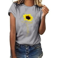 Ženske majice, majice, bluze, odjeća za prodaju, ženske majice s printom suncokreta Plus veličine, majice kratkih