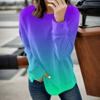 & Predimenzionirana majica za žene Casual pulover majice za vježbanje Okrugli vrat Dugi rukav Cvjetni print dukserice