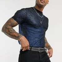 Muška ljetna praznična mrežasta majica bluza pripijeni vrhovi s okruglim vratom kratkih rukava Muške majice u