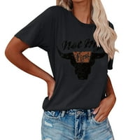 Majica dyfzdhu za žene čvrste boje velika labavi okrugli vratni slovo tiskana majica s kratkim rukavima