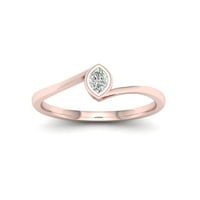 Imperial 1 5CT TDW Marquise Diamond 10k Rose Gold Pasitaire obećanje prsten