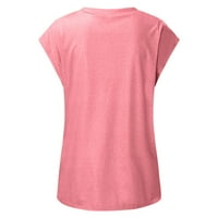 Whlbf ružičasti vrhovi vrhovi ženske bluze casual v-izrez solidne boje casual majice labave fit basic