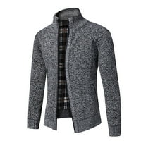 Fatuov Jean jakna za muškarce džep zgušnjava moda dugih rukava zima zim zip up tamno sive jakne