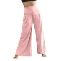 Ženske joga hlače, Ženske Ležerne široke jednobojne udobne rastezljive joga hlače širokih nogu, ženske joga hlače