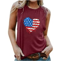 Ljetni topovi za žene Plus Size Ženski topovi s grafičkim printom srca domoljubne bluze s američkom zastavom široka