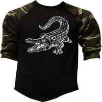 Muška skica aligator camo raglan bejzbol majica 2x-velika camo