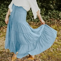 Qazqa ženska ljetna elastična elastična boho maxi suknja casual crtanje linije dugačka suknja svijetloplava l