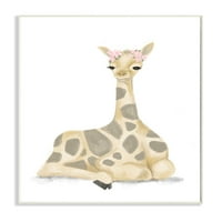 Stupell Industries Cvjetna kruna Baby Giraffe mekana životinja Ilustracija zidna ploča, 15, dizajn Daphne Polselli