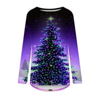 Božićne žene moda ležerna dugih rukava okrugli vratni vrhovi labava bluza tiskana košulja hot6sl867594