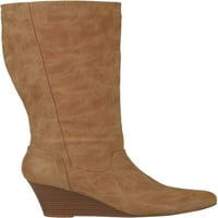 Kolekcija ženskog putovanja Langly Wedge Heel koljeno High Boot tan fau koža 7. m