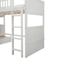 Aukfa kreveti na kat, drveni l u obliku dvostruke veličine kreveta s ladicama za dječju spavaću sobu, bijela