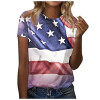 Ženska bluza u donjem rublju, Elegantni ležerni vrhovi, bluze s kratkim rukavima s printom američke zastave, majice