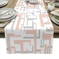 Geometrija moderne umjetnosti ružičasta i siva stolna staza za uređenje doma dekoracija stola za blagovanje dekor