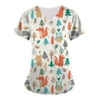 Ženske ljetne majice sa slatkim životinjskim printom, majice kratkih rukava s izrezom u obliku slova u, bluza