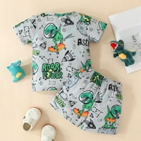 Hlače za malu djecu ljetna odjeća za dječake od 5 godina majica kratkih rukava s printom dinosaura iz crtića pulover