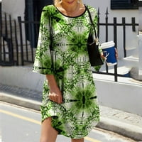 Stabilne ljetne haljine za žene ženske modne povremene elegantne cvjetni print s tri četvrtine rukava srednje