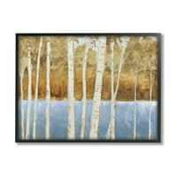 Stupell Industries Birch Tree Lake Pejzažno plavo zlato Slikar Nature Framed Wall Art Design by James Wiens, 11