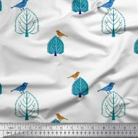 Tkanina Od Poli Georgette s otiskom blokova ptica i drveća širokog dvorišta