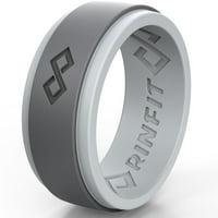 Rinfit Silikonski prstenovi za žene i muškarce - par setova gumene vjenčane trake - Siva i tamno siva, dijamantska