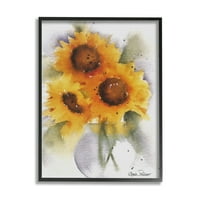 Buket suncokreta u akvarelu botaničko i Cvjetno slikarstvo u crnom okviru umjetnički tisak zidna umjetnost