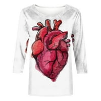 Ženska majica Anatomija tijela, majica s printom unutarnjih organa od 3 inča, majica s okruglim vratom s rukavima