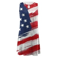 Dan neovisnosti za žene u Americi, 4. srpnja, Boho sarafan s printom za žene, ležerna ljetna haljina s okruglim