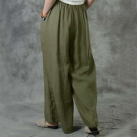 Duge hlače za žene, ženske modne ljetne obične Ležerne duge hlače s džepovima i elastičnim elastičnim strukom,