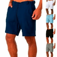 Muške pamučne lanene kratke hlače s elastičnim pojasom na vezanje ljetne labave Ležerne hlače