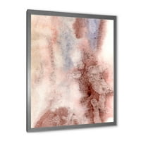 DesignArt 'Pastel Sažetak s ružičasto plavim i tamno crvenim mrljama modernim uokvirenim umjetničkim printom